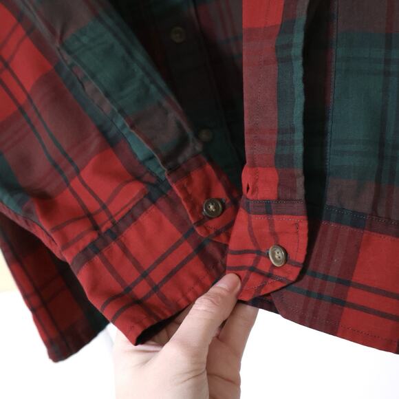 Vintage Arrow Tartan Plaid Red Green Navy Long Sleeve Button Down Shirt Lot L - Picture 3 of 8